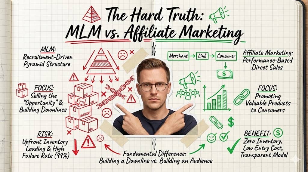 what is the difference between mlm and affiliate marketing?